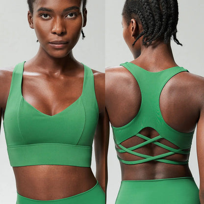 Women’s High Impact Push-Up Sports Bra – Seamless Stretch Gym Crop Top