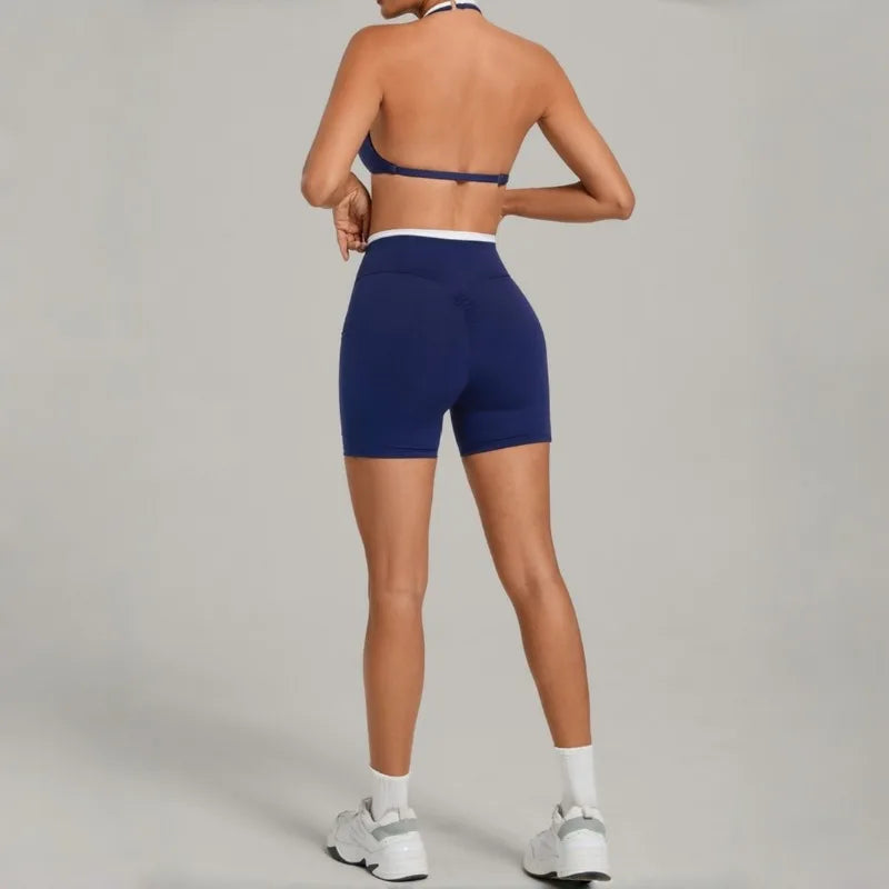 Women’s Seamless Yoga Set – Slim Fit Sports Bra & High-Waist Sculpt Shorts