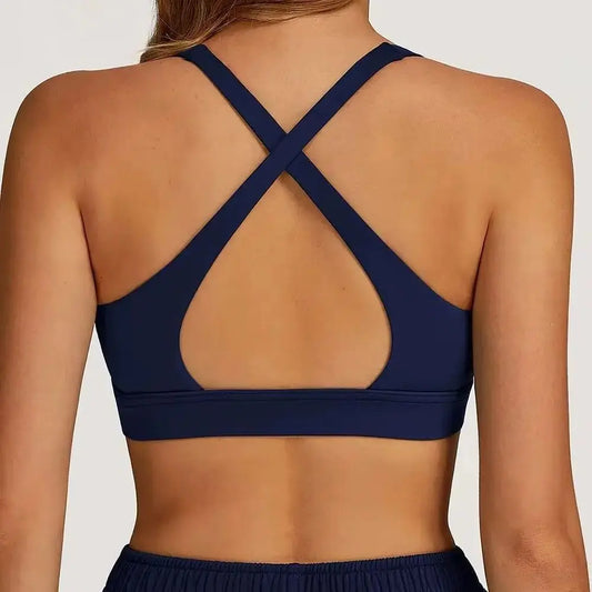 Women’s Pleated Sports Bra Push-Up – Quick-Dry Shockproof Workout Top