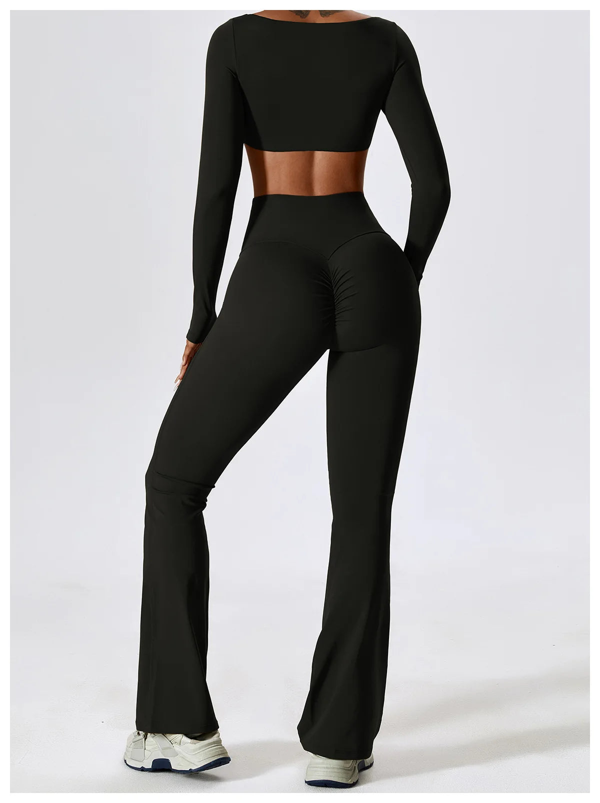 Women’s Seamless Activewear Set – Long Sleeve Crop Top & Sculpting Gym Leggings (2PCS)
