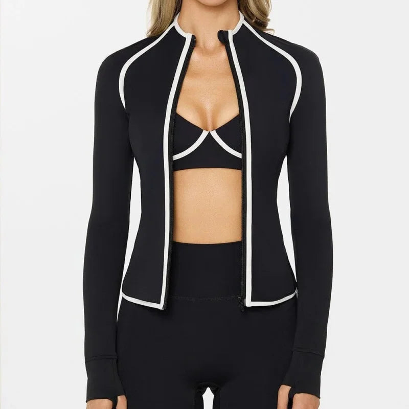 Seamless Zip Jacket Set for Women – Body Sculpting Yoga & Gym Outfit