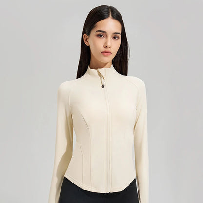 Women’s Slim Fit Running Jacket – Breathable Long Sleeve Gym & Workout Top