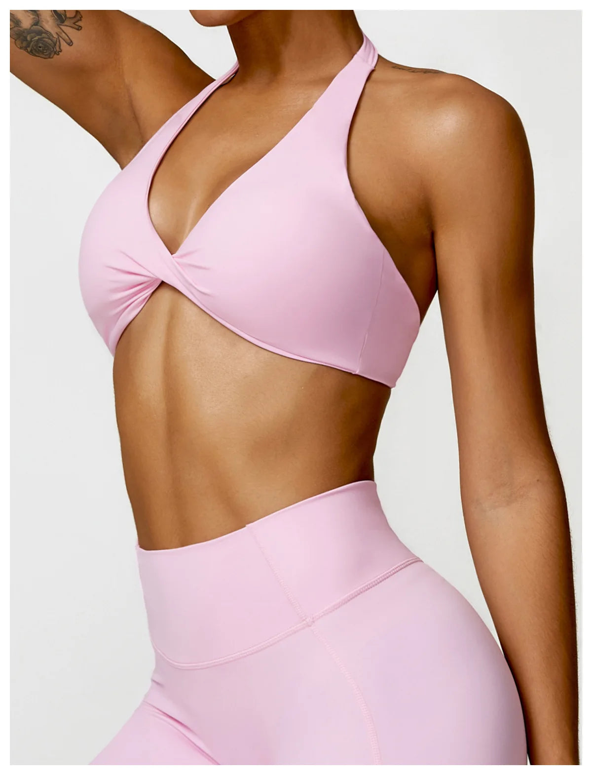 SculptFit Halter Sports Bra – Open Back Push-Up Gym Top