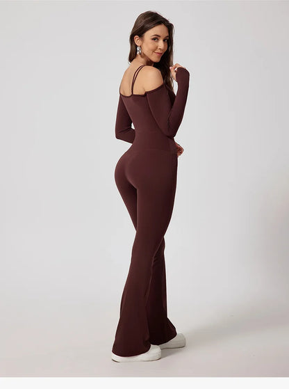 Seamless Yoga Jumpsuit – Double Strap Backless One-Piece Activewear