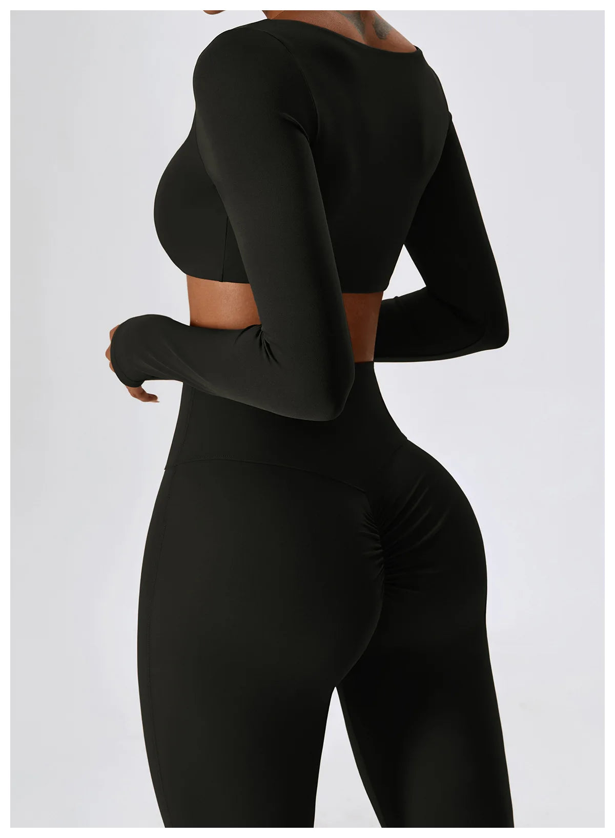 Women’s Seamless Activewear Set – Long Sleeve Crop Top & Sculpting Gym Leggings (2PCS)