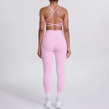 Yoga Suit Sports Set Gym Seamless High Impact Sports Bra Women's High Waist and Hips Tight Peach Buttocks Pants Womens Sportswea