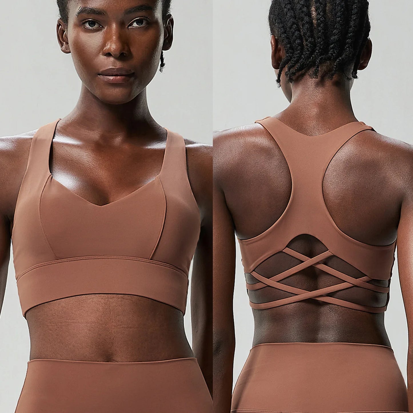 Women’s High Impact Push-Up Sports Bra – Seamless Stretch Gym Crop Top