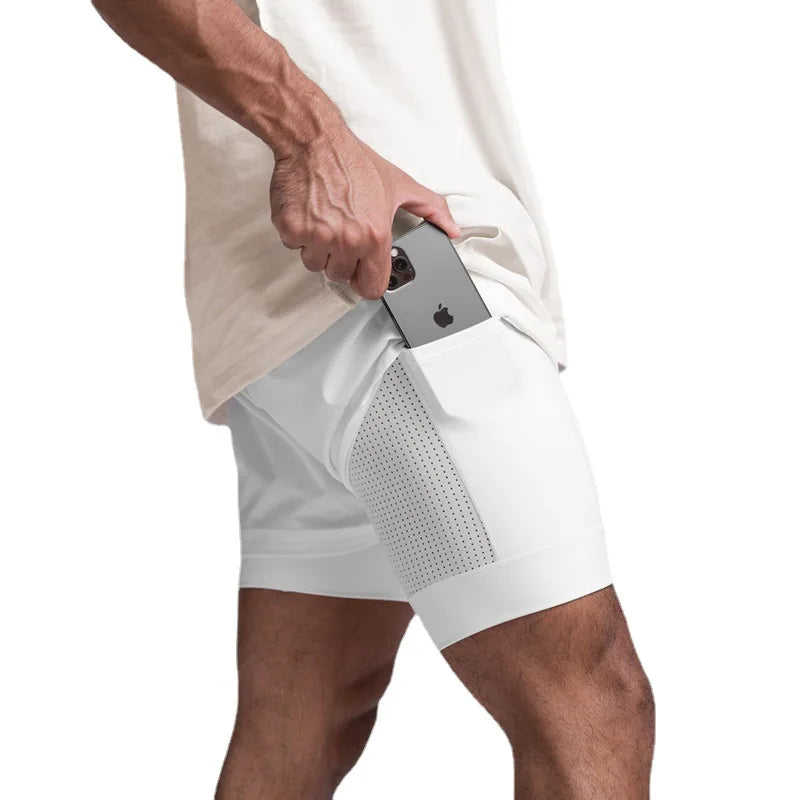 Men’s Double Layer Workout Shorts – Quick-Dry Gym, Running & Fitness Wear