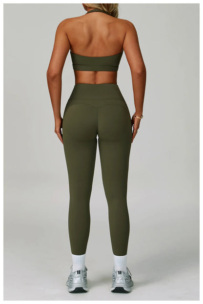 Yoga Set Women's Sportswear Yoga Suit Sports Top High Waist Leggings Two Piece Workout Clothes Fitness Gym Sets Athletic Wear