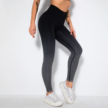 Seamless Gradient High-Waist Push-Up Yoga Leggings for Women