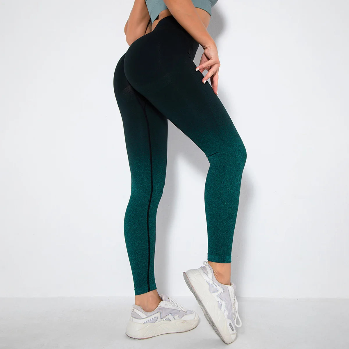 Seamless Gradient High-Waist Push-Up Yoga Leggings for Women