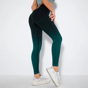 Seamless Gradient High-Waist Push-Up Yoga Leggings for Women