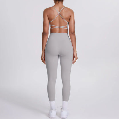 Yoga Suit Sports Set Gym Seamless High Impact Sports Bra Women's High Waist and Hips Tight Peach Buttocks Pants Womens Sportswea