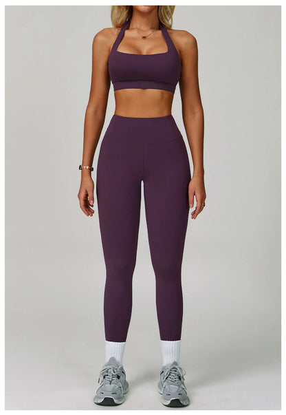 Yoga Set Women's Sportswear Yoga Suit Sports Top High Waist Leggings Two Piece Workout Clothes Fitness Gym Sets Athletic Wear
