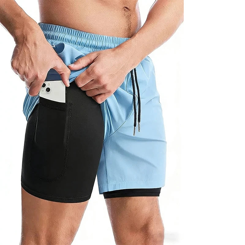 Men’s 2-in-1 Gym Running Shorts – Quick Dry Workout & Training Activewear