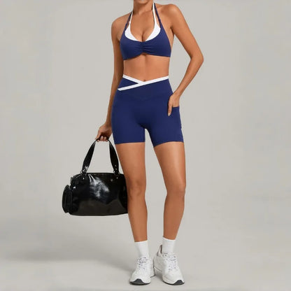 Women’s Seamless Yoga Set – Slim Fit Sports Bra & High-Waist Sculpt Shorts