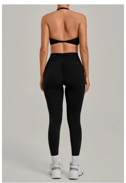 Women’s Push-Up Sports Bra & Leggings Set – High Waist Gym & Yoga Workout Outfit