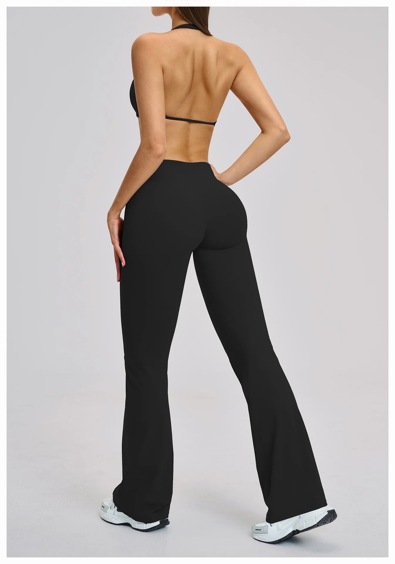 Women’s Flare Leggings Set with Hollow Back Sports Bra | Gym & Yoga