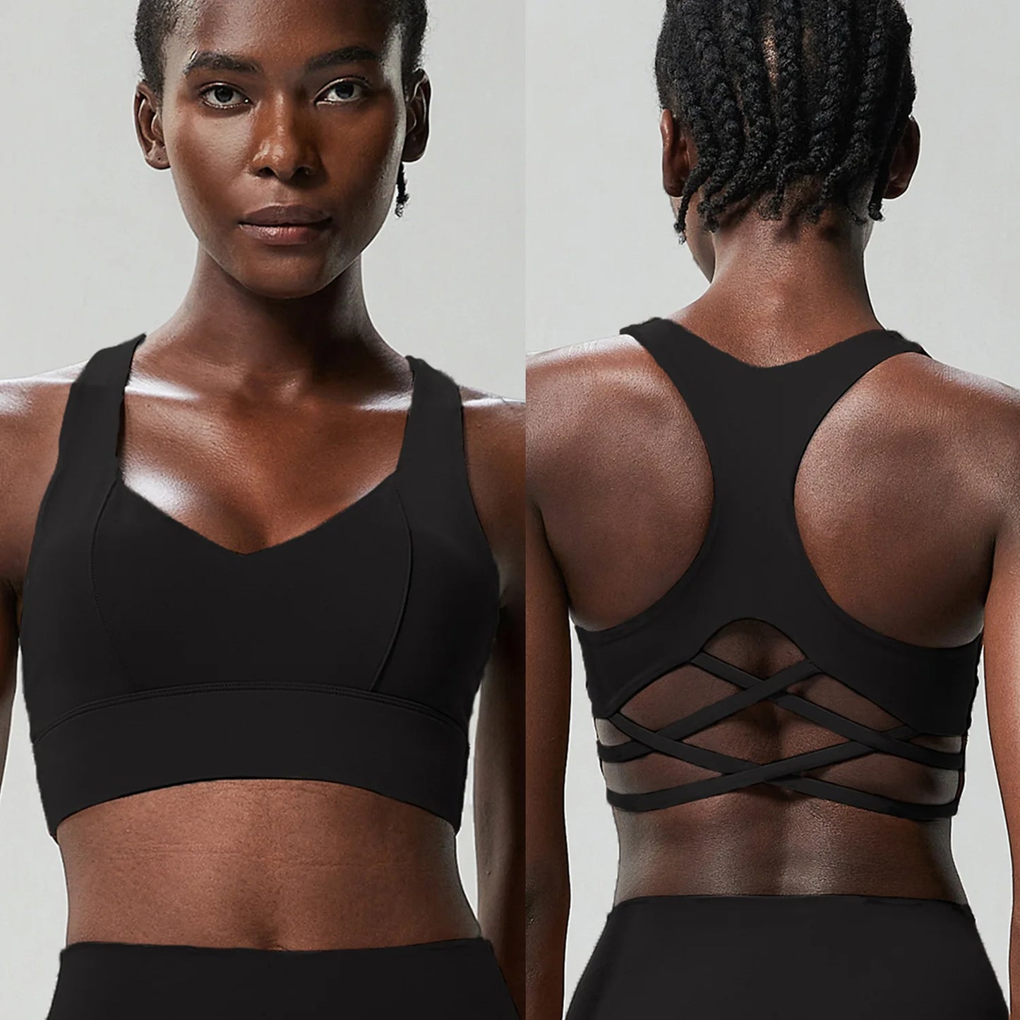 Women’s High Impact Push-Up Sports Bra – Seamless Stretch Gym Crop Top