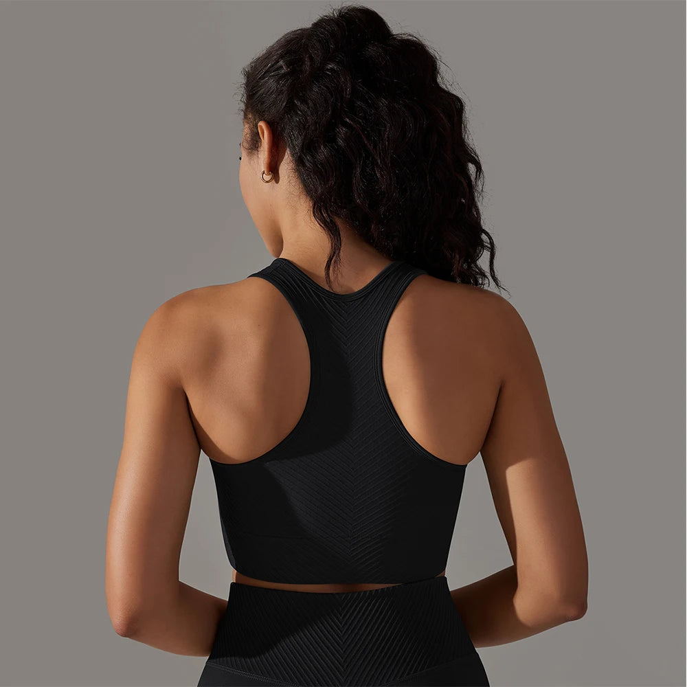 Seamless Shockproof Sports Bra for Women – Padded Yoga & Gym Tank Top
