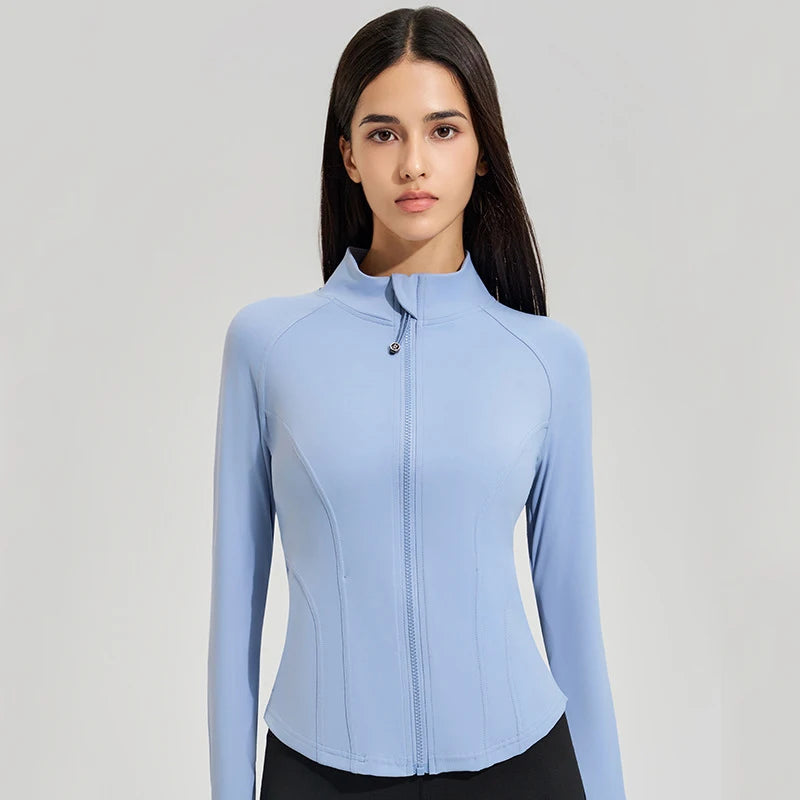 Women’s Slim Fit Running Jacket – Breathable Long Sleeve Gym & Workout Top