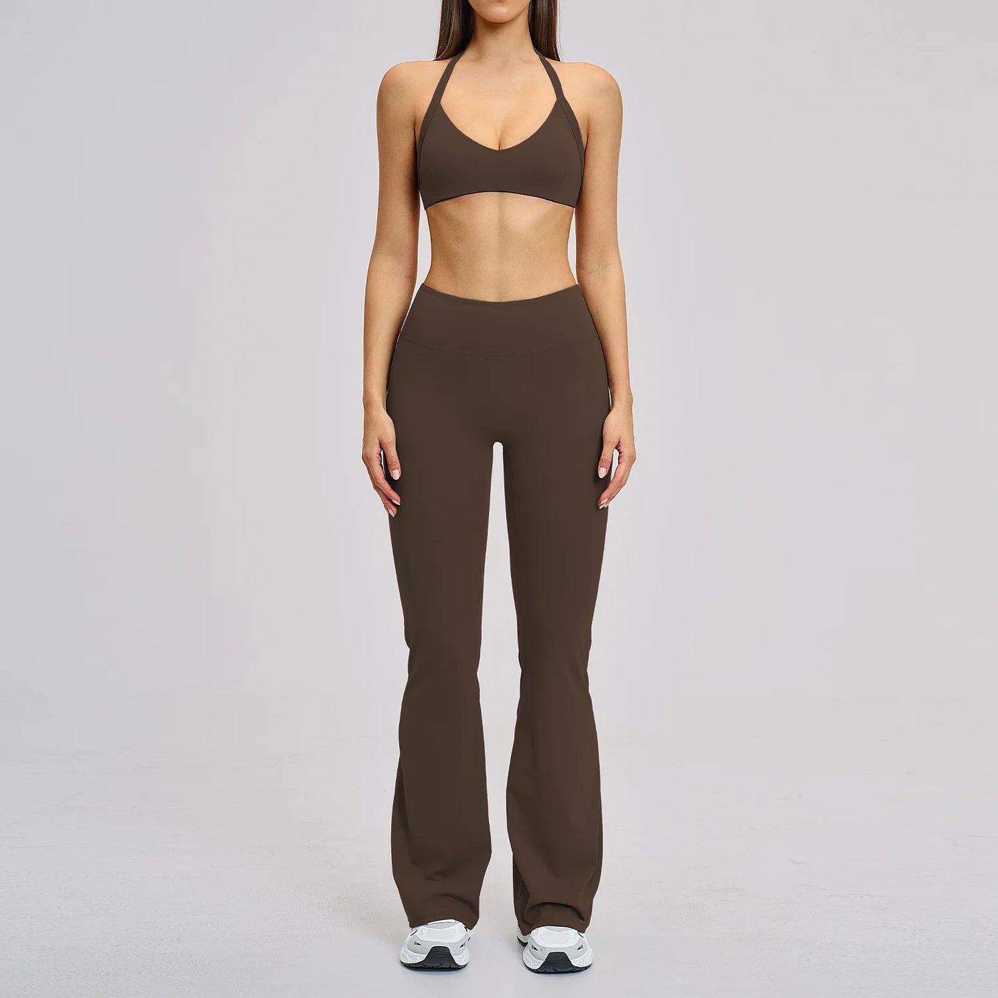 Women’s Flare Leggings Set with Hollow Back Sports Bra | Gym & Yoga