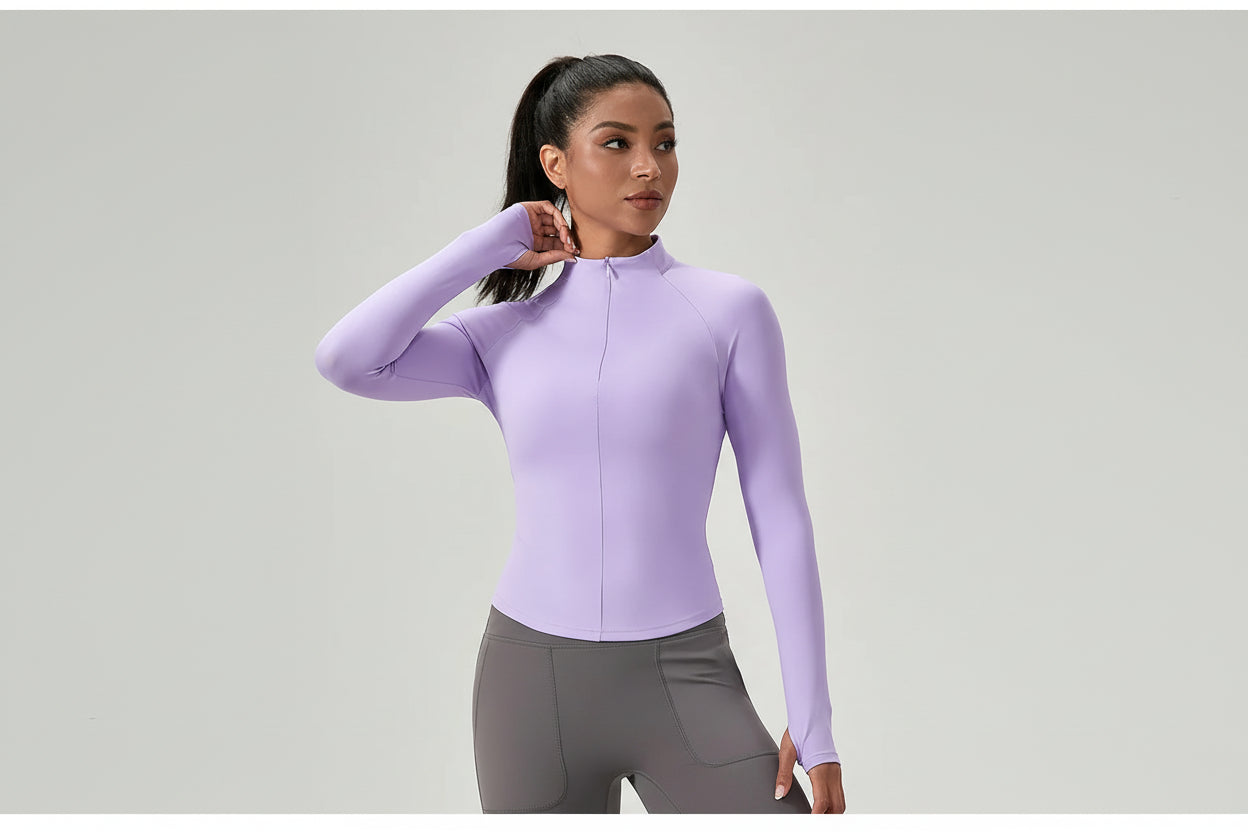 Women's Half-Zip Performance Top – Sculpt Fit Long Sleeve Activewear