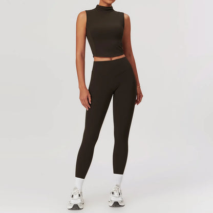 Seamless Women’s Yoga Set – Short Sleeve Top & Sculpting High-Waist Leggings Activewear