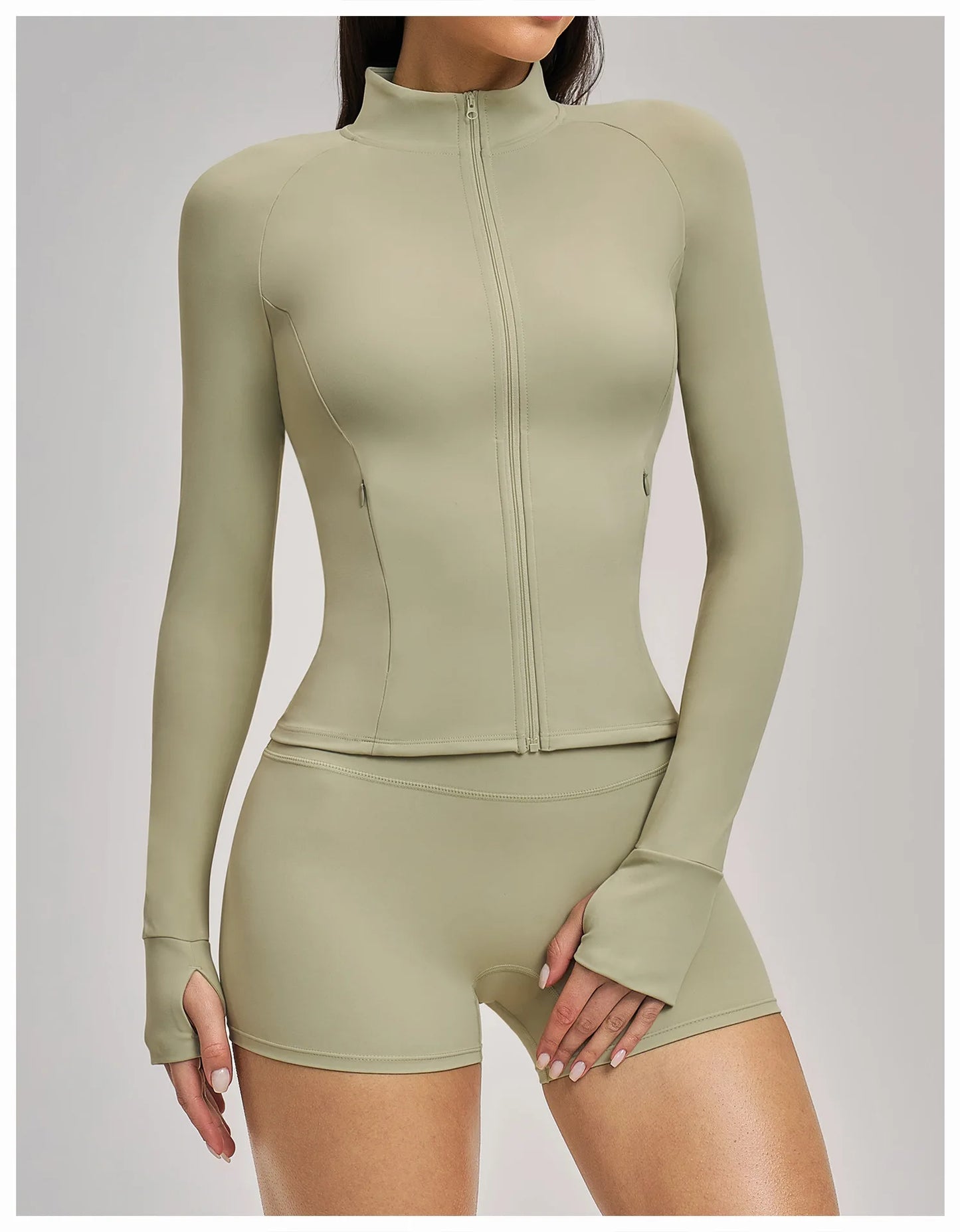 Women’s Zip-Up Performance Jacket – Long Sleeve Quick-Dry Gym & Yoga Activewear