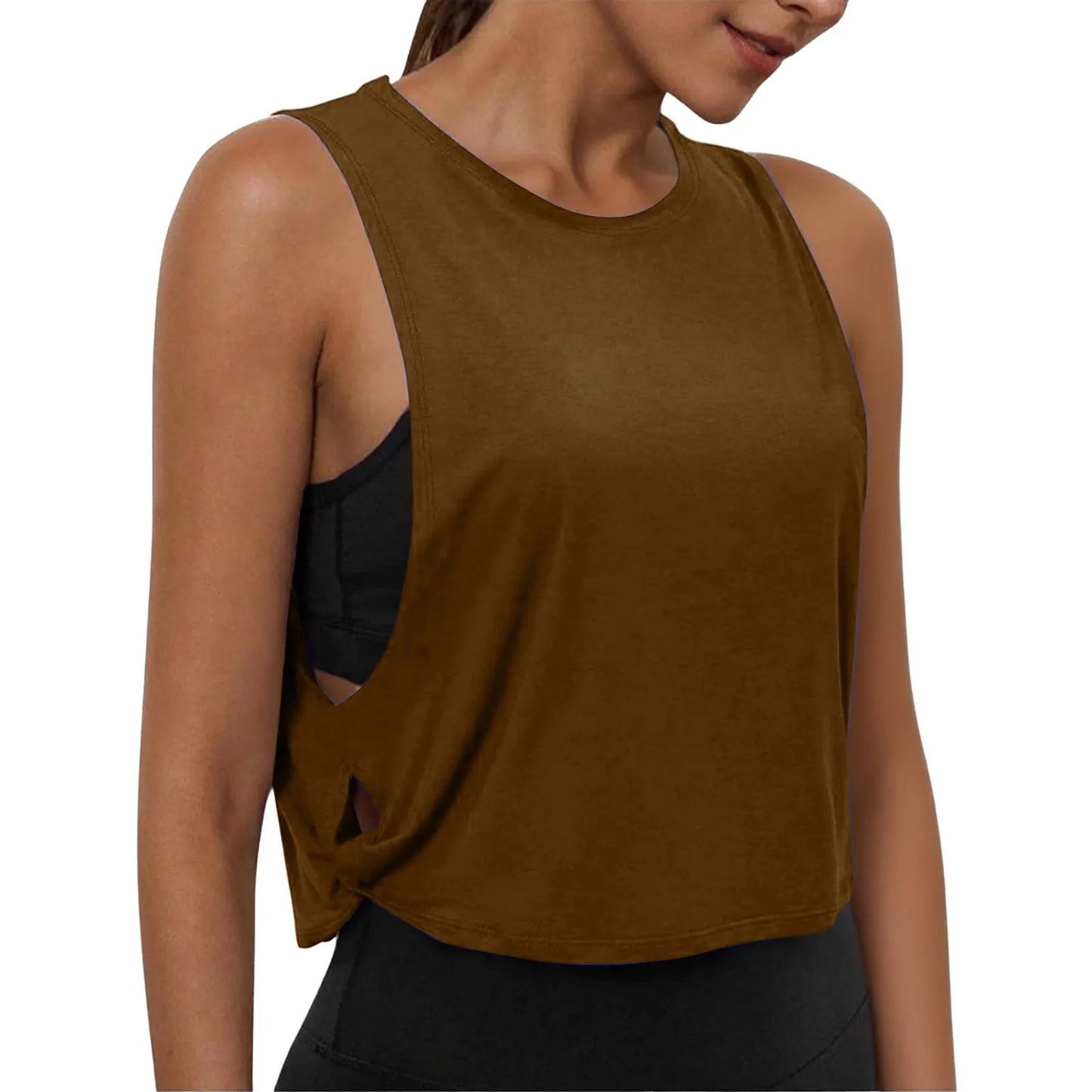 Women’s Sleeveless Breathable Workout Tank Top – Lightweight Yoga & Gym Crop Vest