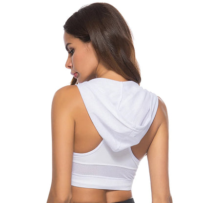Women’s Quick-Dry Hooded Sports Tank Top – Elastic Fitness Yoga Running Vest