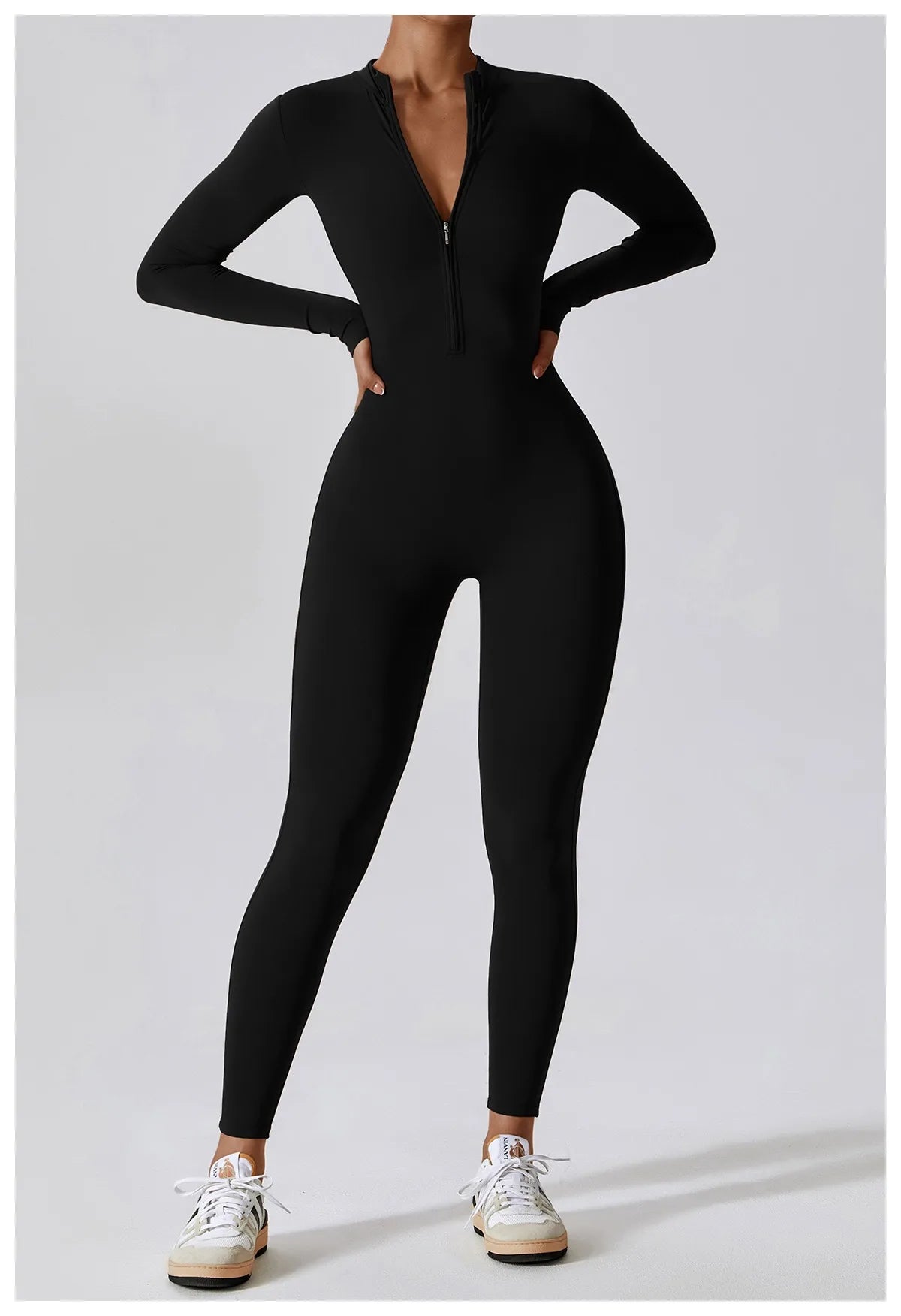 Warm Plush One-Piece Fitness Jumpsuit for Women | Long Sleeve Gym Wear