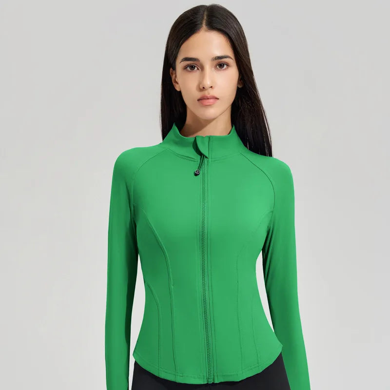 Women’s Slim Fit Running Jacket – Breathable Long Sleeve Gym & Workout Top