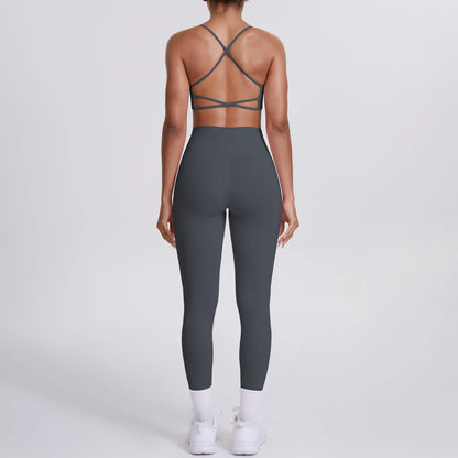 Yoga Suit Sports Set Gym Seamless High Impact Sports Bra Women's High Waist and Hips Tight Peach Buttocks Pants Womens Sportswea