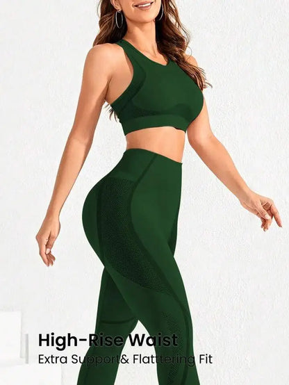 2-piece suit, women's yoga suit, beautiful back high waist trousers combination, seamless super elastic ideal gym clothing