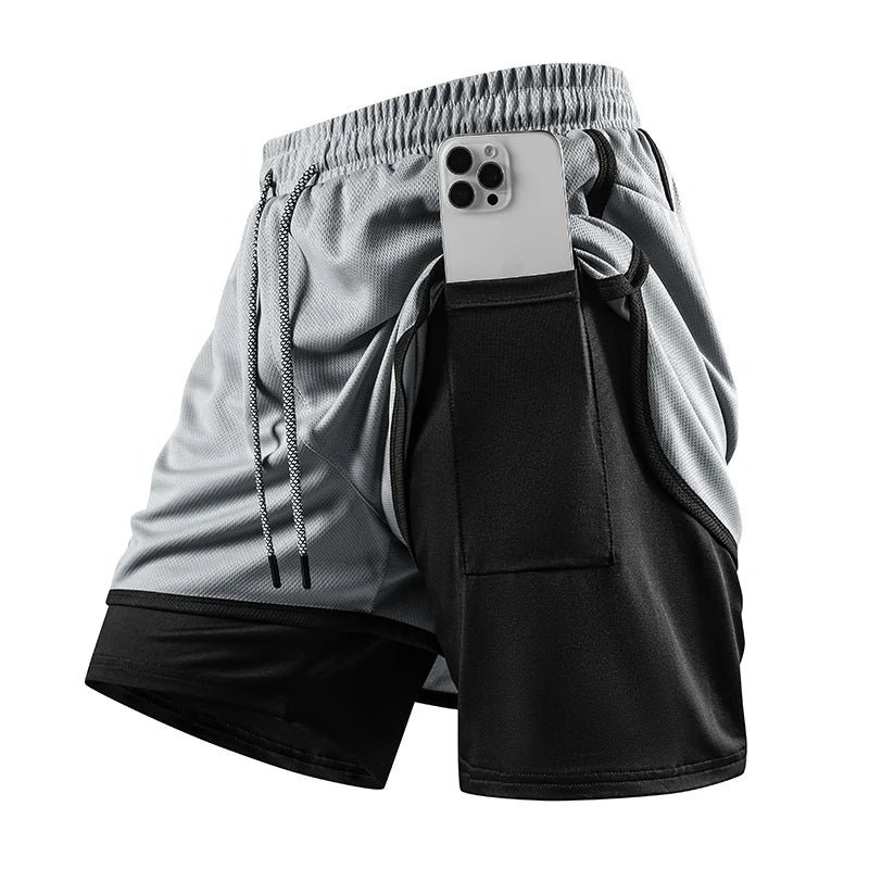 Men’s 2-in-1 Gym Running Shorts – Quick Dry Workout & Training Activewear
