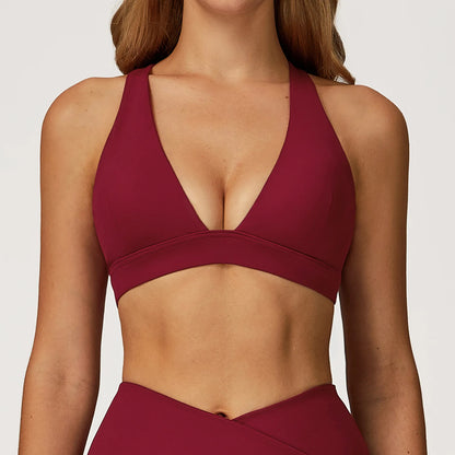 Women’s Pleated Sports Bra Push-Up – Quick-Dry Shockproof Workout Top