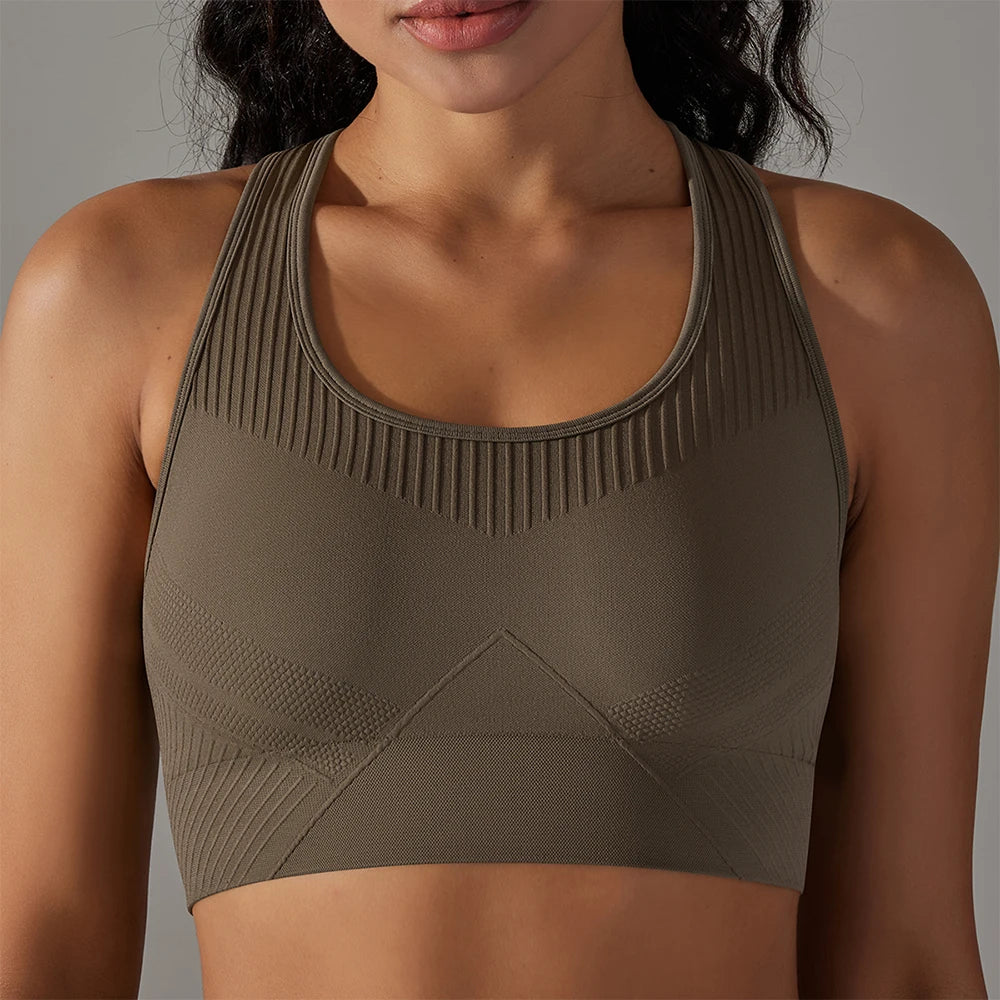 Seamless Shockproof Sports Bra for Women – Padded Yoga & Gym Tank Top