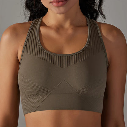 Seamless Shockproof Sports Bra for Women – Padded Yoga & Gym Tank Top