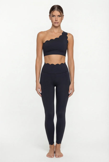 Women’s Elegant One-Shoulder Activewear Set – Lace Beauty Back (2-Piece)