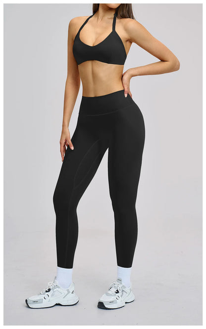 Women’s Flare Leggings Set with Hollow Back Sports Bra | Gym & Yoga