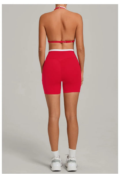 Women’s Seamless Yoga Set – Slim Fit Sports Bra & High-Waist Sculpt Shorts