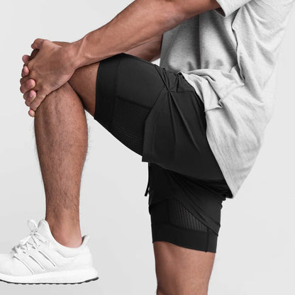 Men’s Double Layer Workout Shorts – Quick-Dry Gym, Running & Fitness Wear