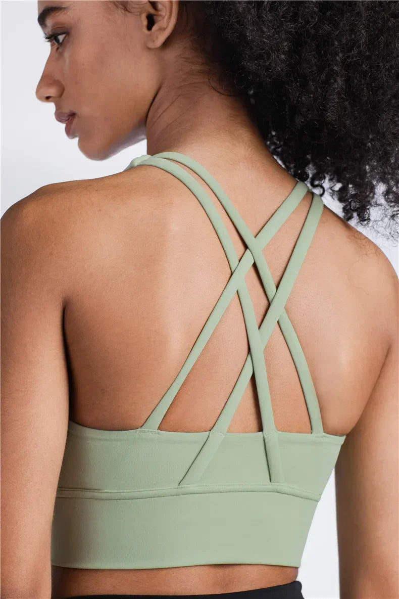 Cross Back Sports Bra for Women | Breathable Fitness & Yoga Top