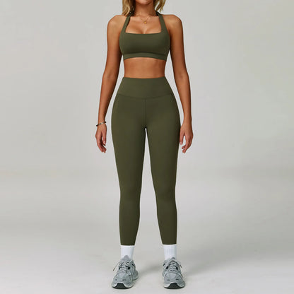 Yoga Set Women's Sportswear Yoga Suit Sports Top High Waist Leggings Two Piece Workout Clothes Fitness Gym Sets Athletic Wear
