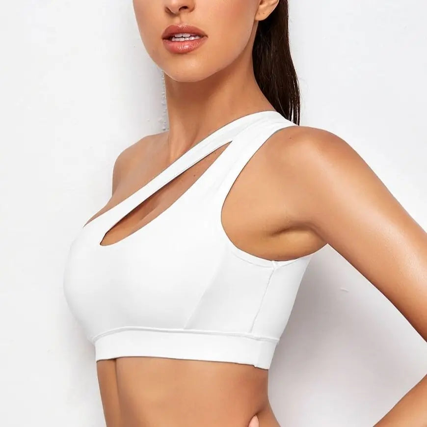 Women’s One Shoulder Push-Up Sports Bra – Shockproof Active Fit