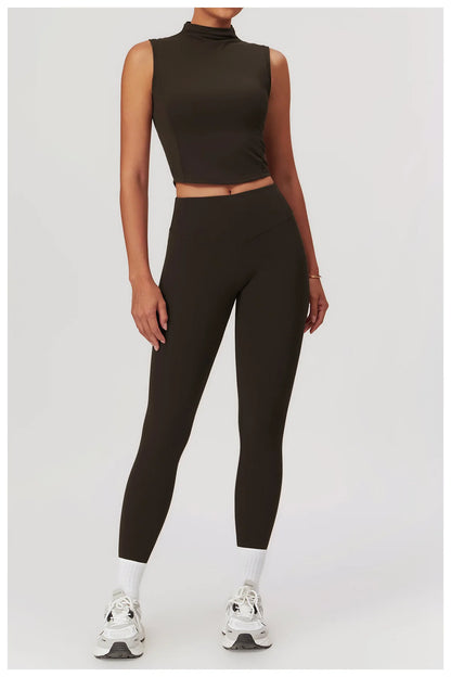 Seamless Women’s Yoga Set – Short Sleeve Top & Sculpting High-Waist Leggings Activewear