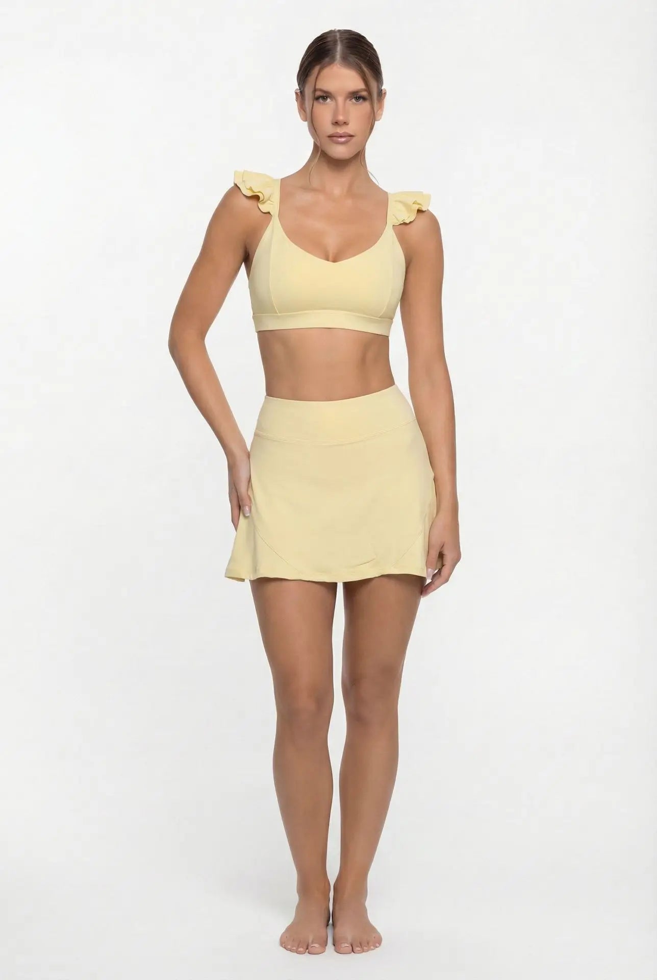 Women’s Workout Set – Anti-Exposure Yoga Bra & Skirt