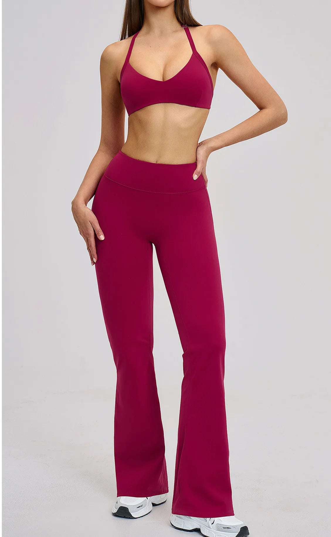Women’s Flare Leggings Set with Hollow Back Sports Bra | Gym & Yoga