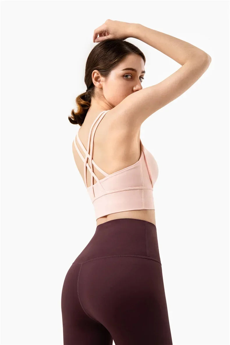 Cross Back Sports Bra for Women | Breathable Fitness & Yoga Top